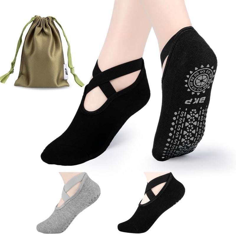 BKP Yoga Socks for Women,Pilates Socks Non Slip Grip Socks Suitable for Ballet,Plasticity,Dance,Home,Training - Image 1